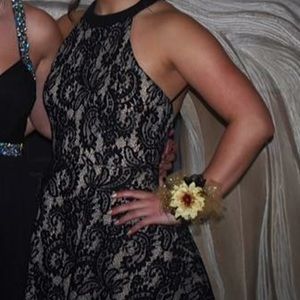 black lace cocktail dress